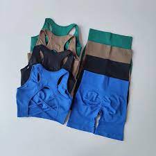 2 PCS Women's Seamless Yoga Set Sexy Sport Bra High Waist Sports Shorts Gym Fitness Sleeveless Workout Suit Sporstwear