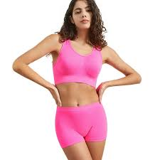 2 PCS Women's Seamless Yoga Set Sexy Sport Bra High Waist Sports Shorts Gym Fitness Sleeveless Workout Suit Sporstwear